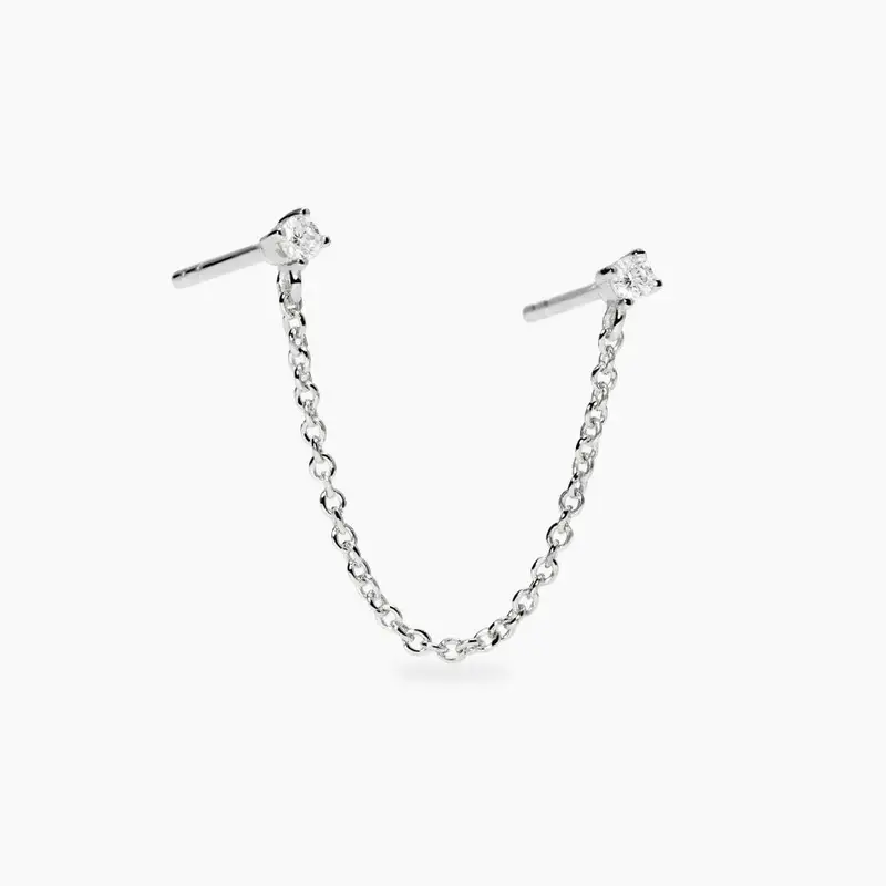 Mono Orecchino A Due Fori Con Catena E Diamanti Lab-grown My Diamond