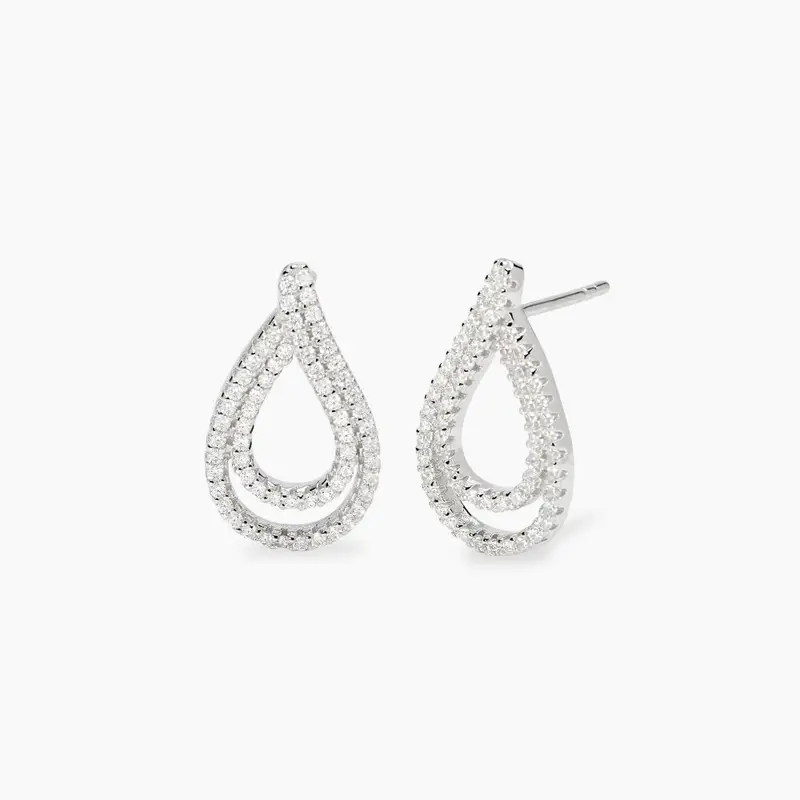 Orecchini A Goccia Con Zirconi Bianchi Goccia Dopo Goccia