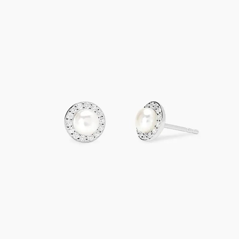 Orecchini Con Perla Coltivata E Diamanti Lab-grown 0,011 Carati