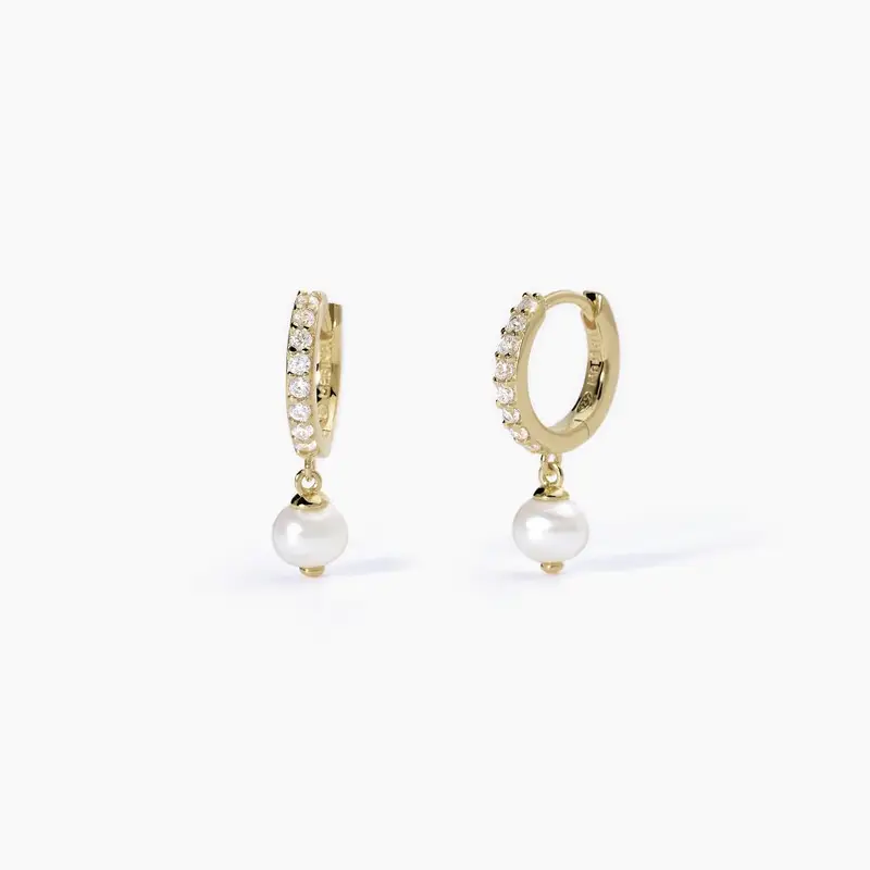 Orecchini In Argento Placcato Oro Con Perle E Zirconi Bianchi Invito A Nozze