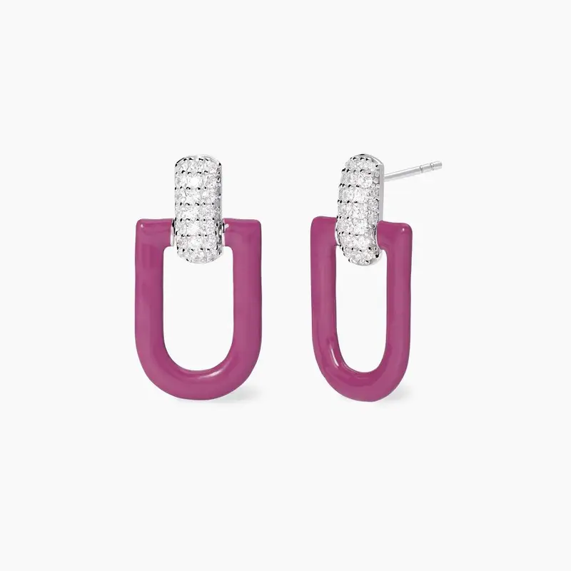 Orecchini Pendenti Fucsia Con Zirconi Roma