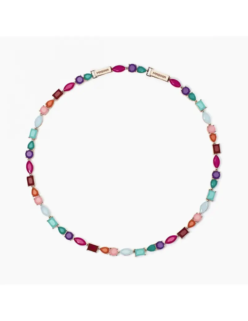 Girocollo MABINA Santorini 553718 argento 925 placcato oro rosa 18K fusion stone multicolor