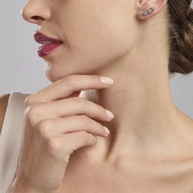Orecchini Ear Cuff In Argento Con Stelle In Zirconi - Mabina miniatura 2
