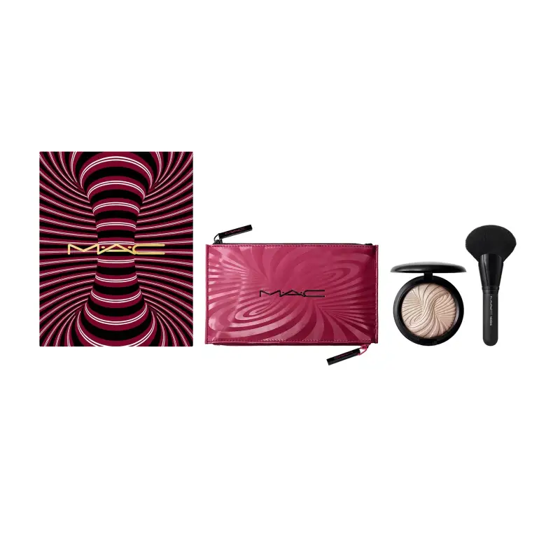 Kit Trick Of The Light Extra Dimension Skinfinish MAC Trousse per trucchi in tessuto Borgogna