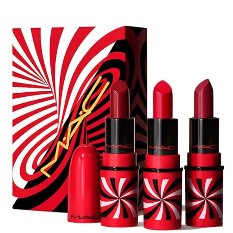 Set Tiny Tricks MAC mini rossetto crema opaco Awe-Spicious 18 g *miniatura + mini rossetto crema opaco Snappy-Go-Lucky 18 g *miniatura + mini rossett