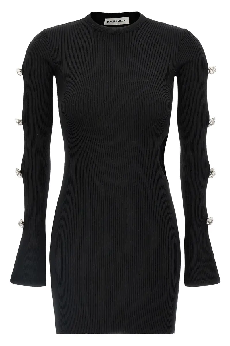 Abito Cut-Out Crystal Bow Nero