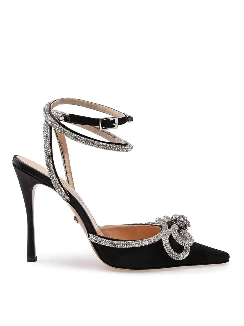 Decollete Double In Raso Con Fiocco Nero