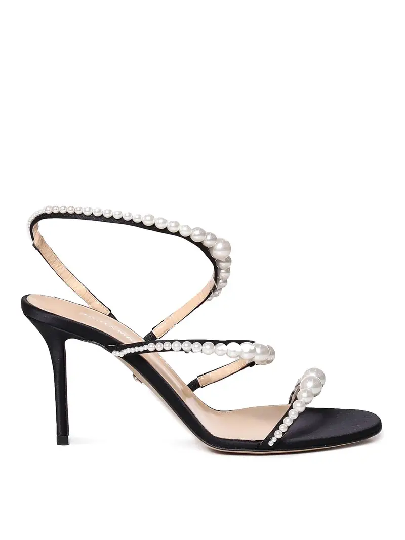 Sandali Sirene Con Raso E Perle Nero