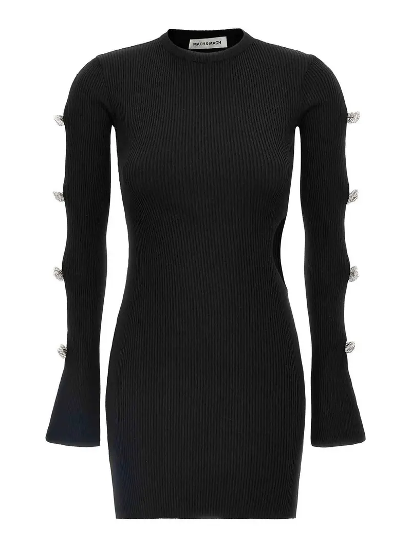 Vestito a fiocco cristallino ritagliato Nero