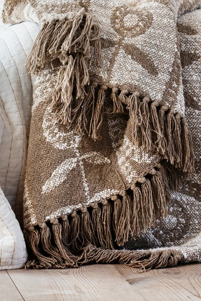 copriletto in cotone 125 x 175 cm colore beige miniatura 3