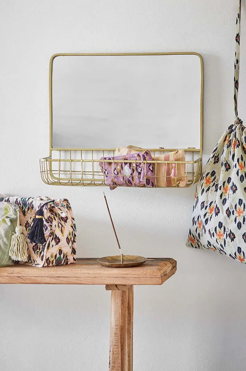 Madam Stoltz Specchio con Mensola beige miniatura 4