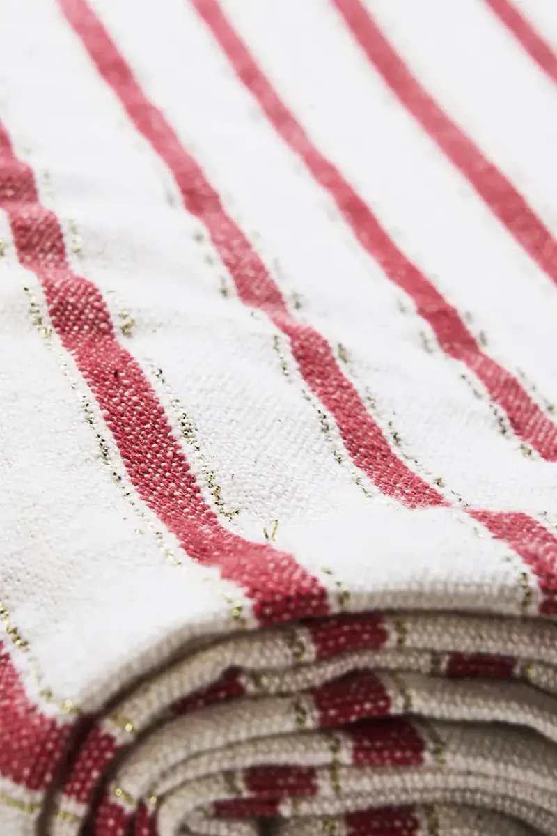 tovaglia con cotone 120 x 220 cm colore rosso miniatura 3