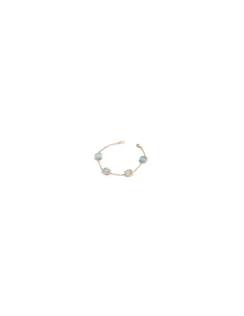 Bracciale MADI Laguna in argento 925 placcato oro rosa con quarzo idrotermale avorio e verde F_3926500