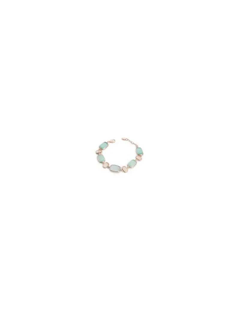Bracciale MADI Laguna in argento 925 placcato oro rosa con quarzo idrotermale avorio e verde F_3926600