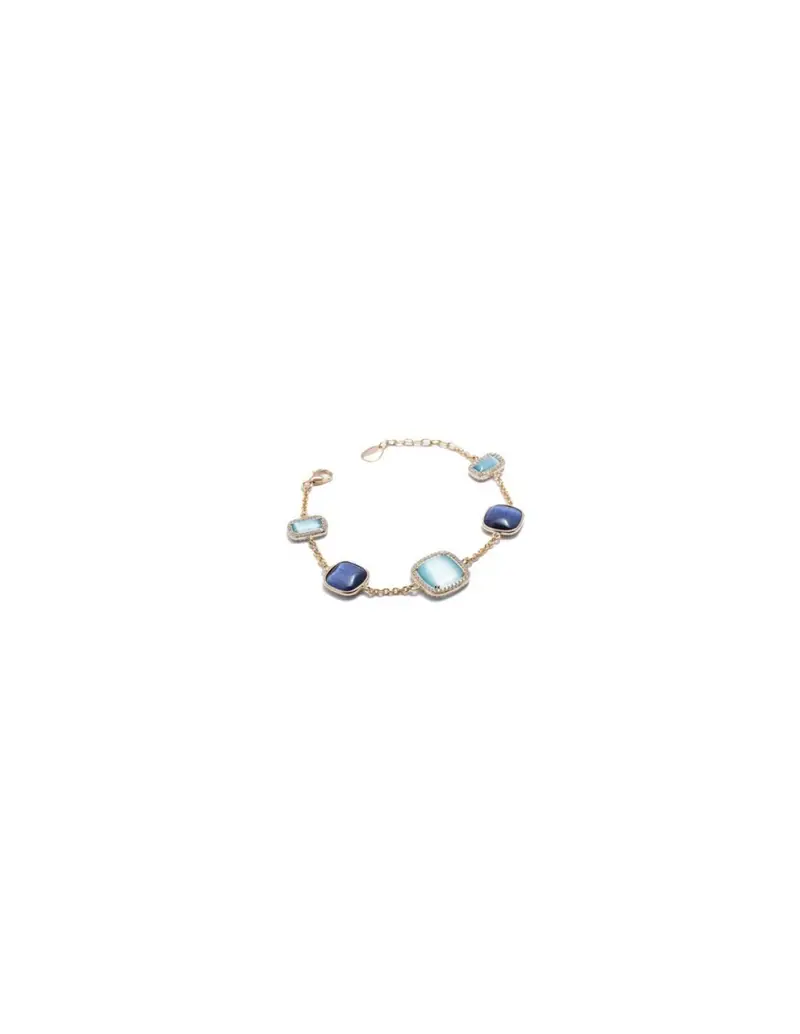 Bracciale MADI Luce Blu in argento 925 placcato oro rosa con pietre colorate F_3907800