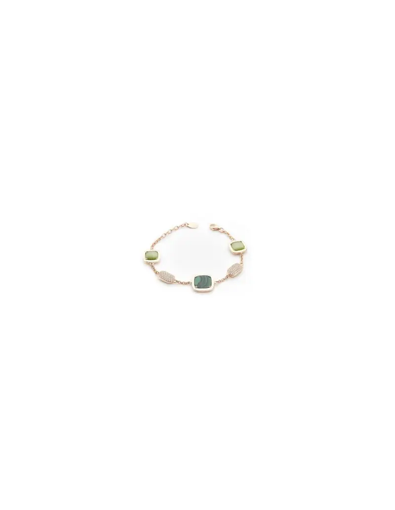Bracciale MADI Safari in argento 925 placcato oro rosa con malachite F_3911400