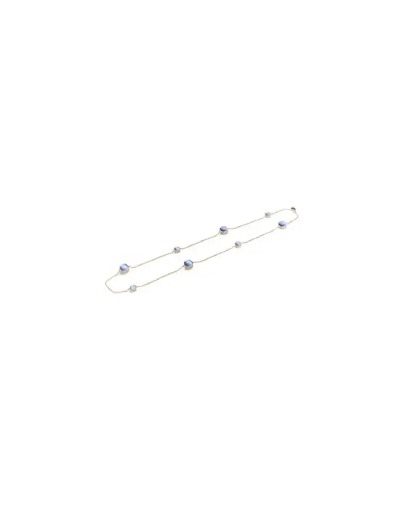 Collana lunga MADI Laguna in argento 925 placcato oro rosa con quarzo idrotermale avorio e blu F_3927400