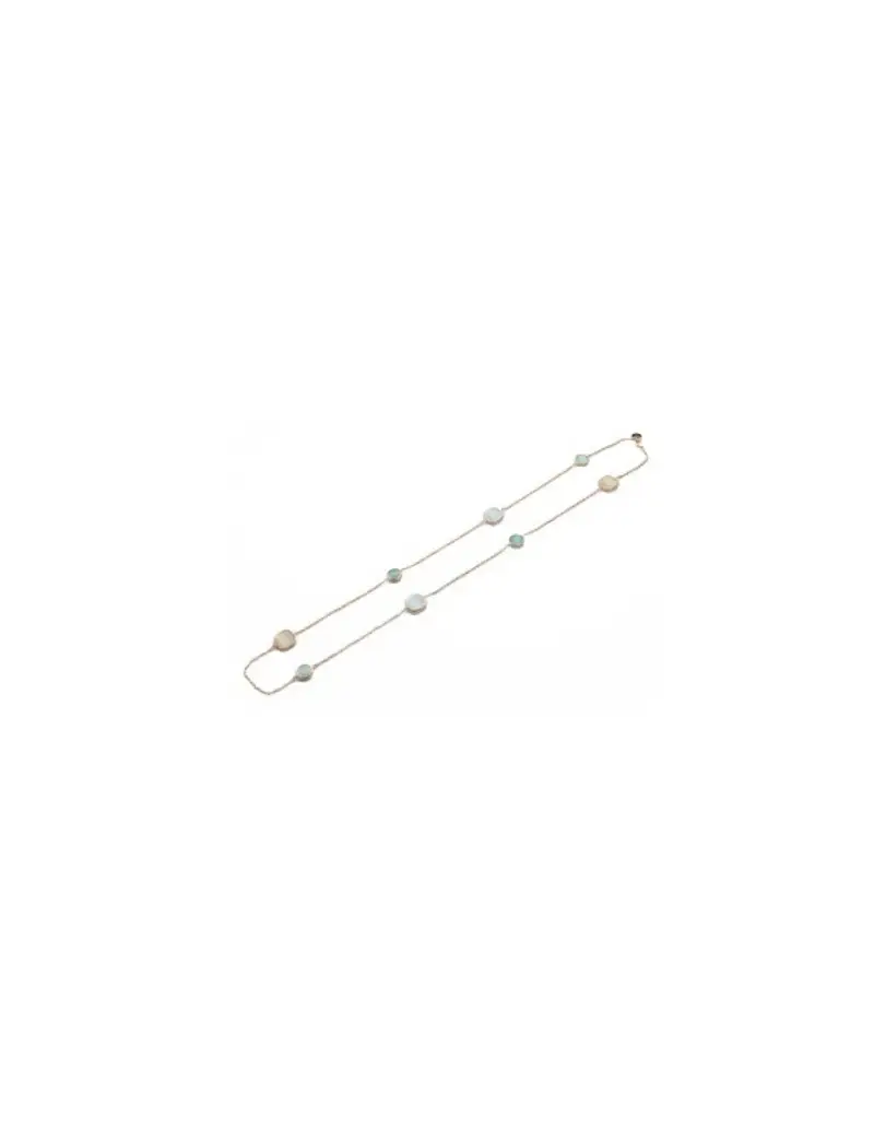 Collana lunga MADI Laguna in argento 925 placcato oro rosa con quarzo idrotermale avorio e verde F_3926700