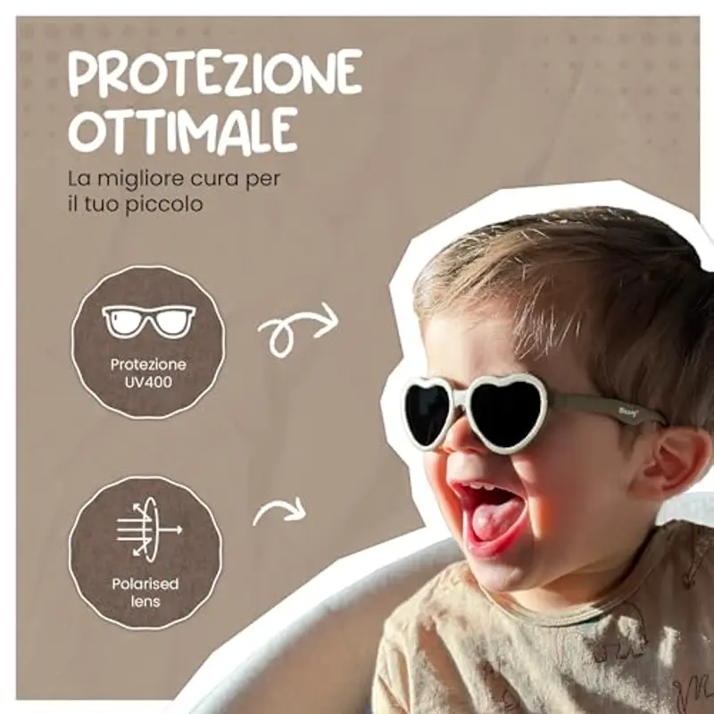 Maesy Occhiali da Sole per Bambina, 0-2 Anni, Protezione Polarizzata UV400, Montatura Flessibile e Pieghevole, Cinturino Elastico Regolabile, Occhiali da Sole Sicuri e Comodi per Bambino, Nero, Maes miniatura 3
