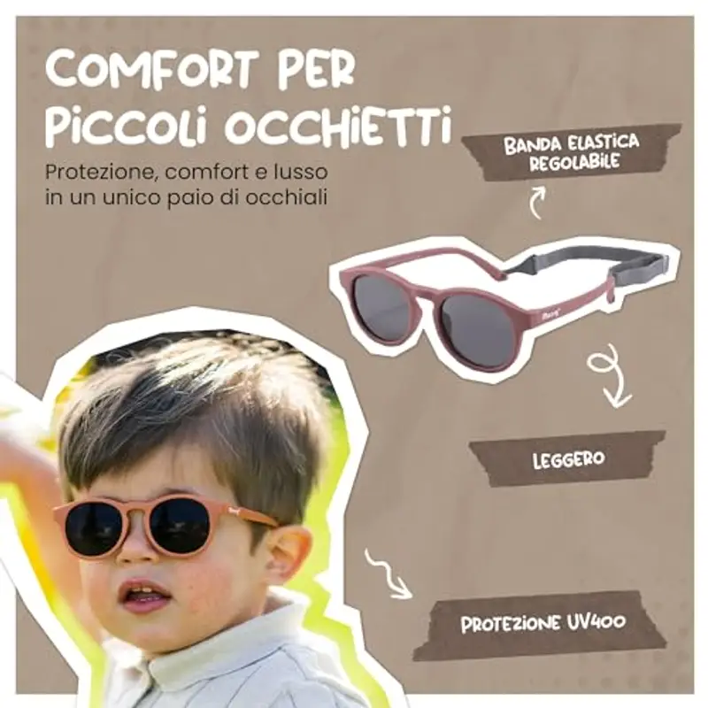 Maesy Occhiali da Sole per Bambina, 1-3 Anni, Protezione Polarizzata UV400, Montatura Flessibile e Pieghevole miniatura 2