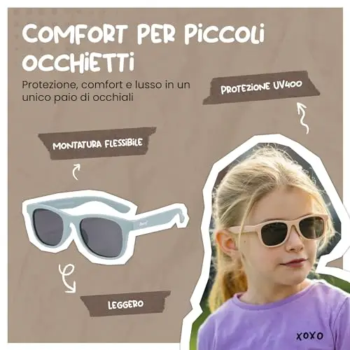 Maesy Occhiali da Sole per Bambina, 3-6 Anni, Protezione Polarizzata UV400, Montatura Flessibile e Pieghevole, Occhiali miniatura 2