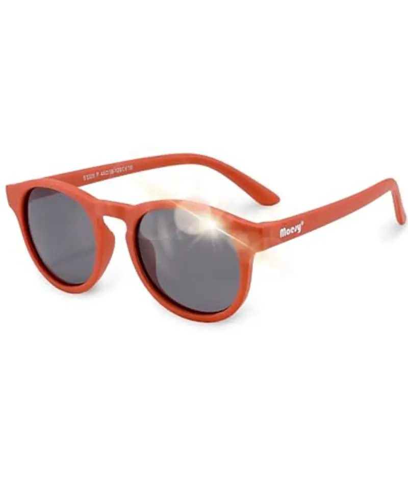 Maesy Occhiali da Sole per Bambina, 3-6 Anni, Protezione Polarizzata UV400, Montatura Flessibile e Pieghevole, Occhiali da Sole Sicuri e Comodi per Bambino, Terracotta, Faela