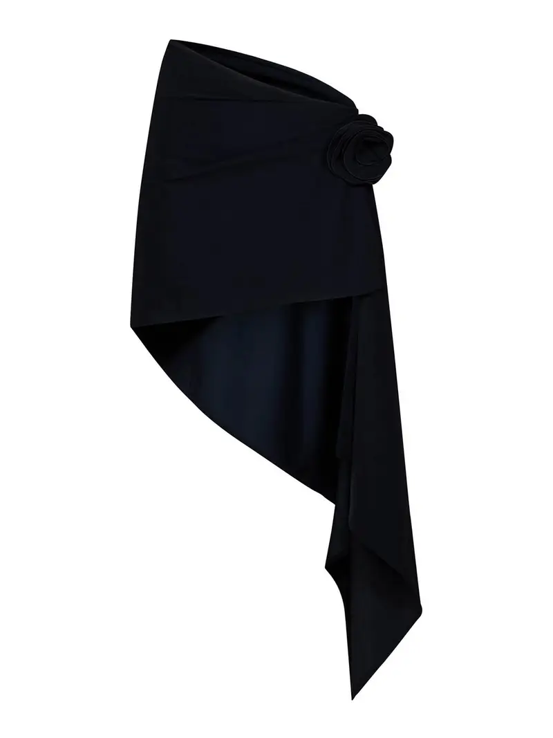 Minigonna asimmetrica in jersey stretch nero