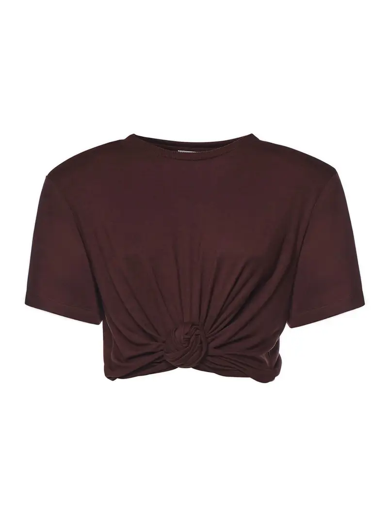 T-shirt corta in jersey Marrone