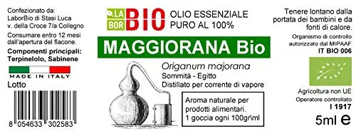 Maggiorana Bio Olio essenziale 100% Puro 5 ml - Uso interno Terapeutico Alimentare Diffusori Aromaterapia Cosmetica miniatura 3