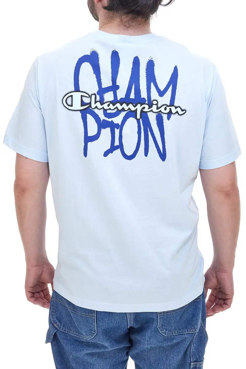 Maglia a Maniche Corte Azzurra Con Stampa nel Retro Champion 22077 miniatura 2