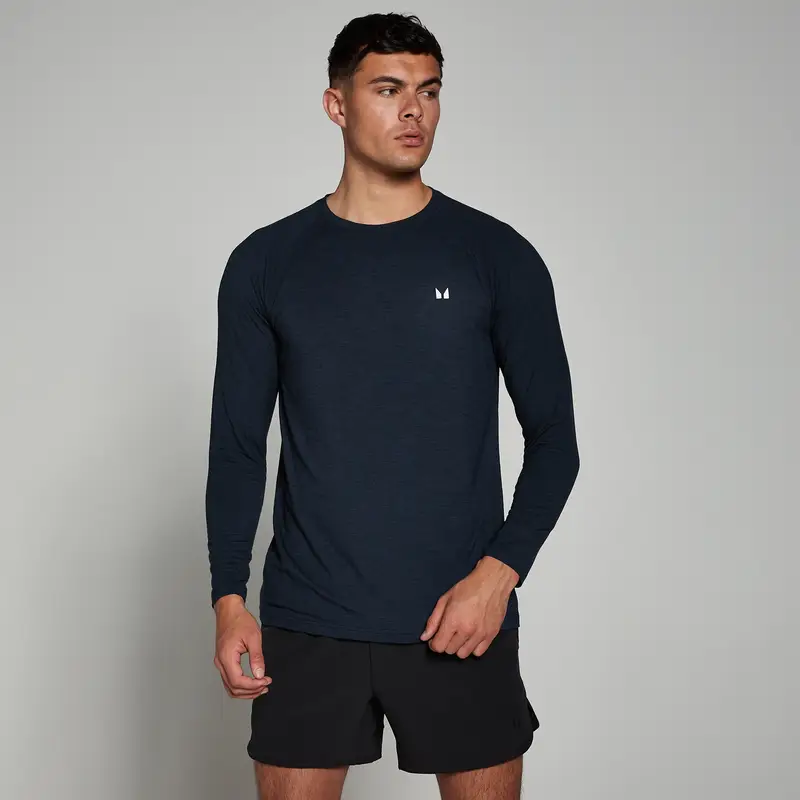 Maglia a maniche lunghe MP Performance da uomo - Blu navy mélange - XS