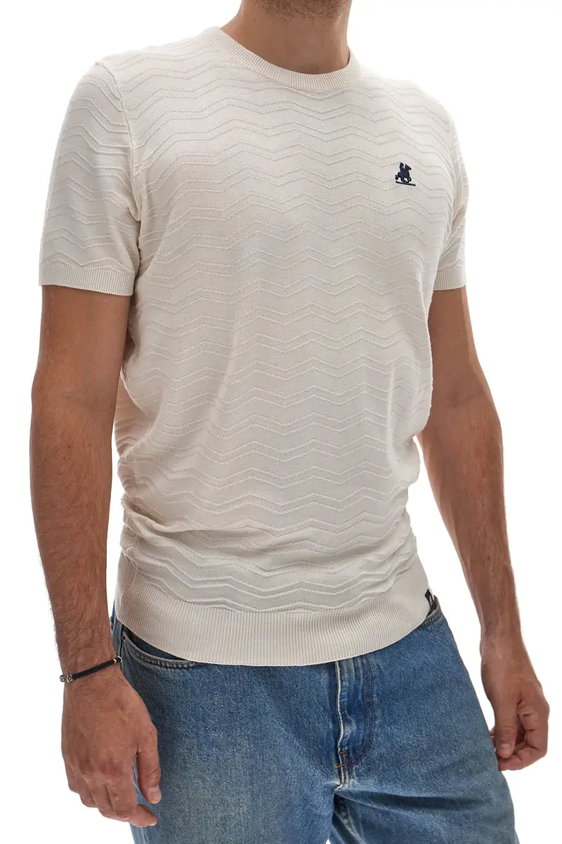 Maglia bianca a maniche corte con lavorazione a rilievo U.S. GOLF CLUB S51224 miniatura 2