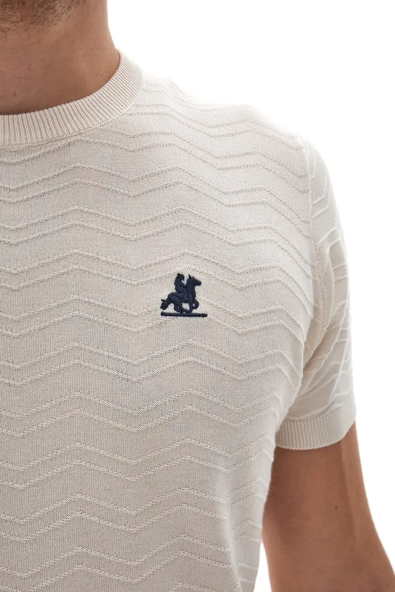 Maglia bianca a maniche corte con lavorazione a rilievo U.S. GOLF CLUB S51224 miniatura 3