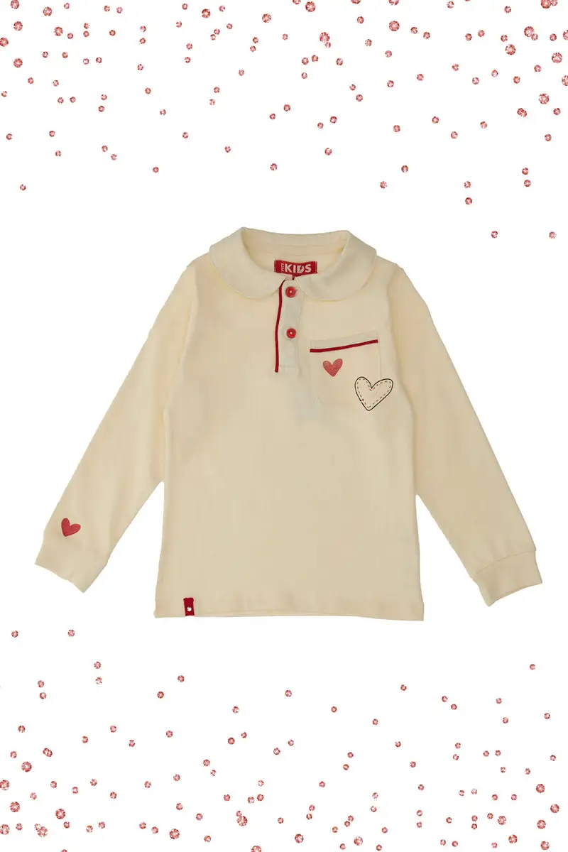 Maglia Bianca a Maniche Lunghe con Colletto PITT KIDS 6006