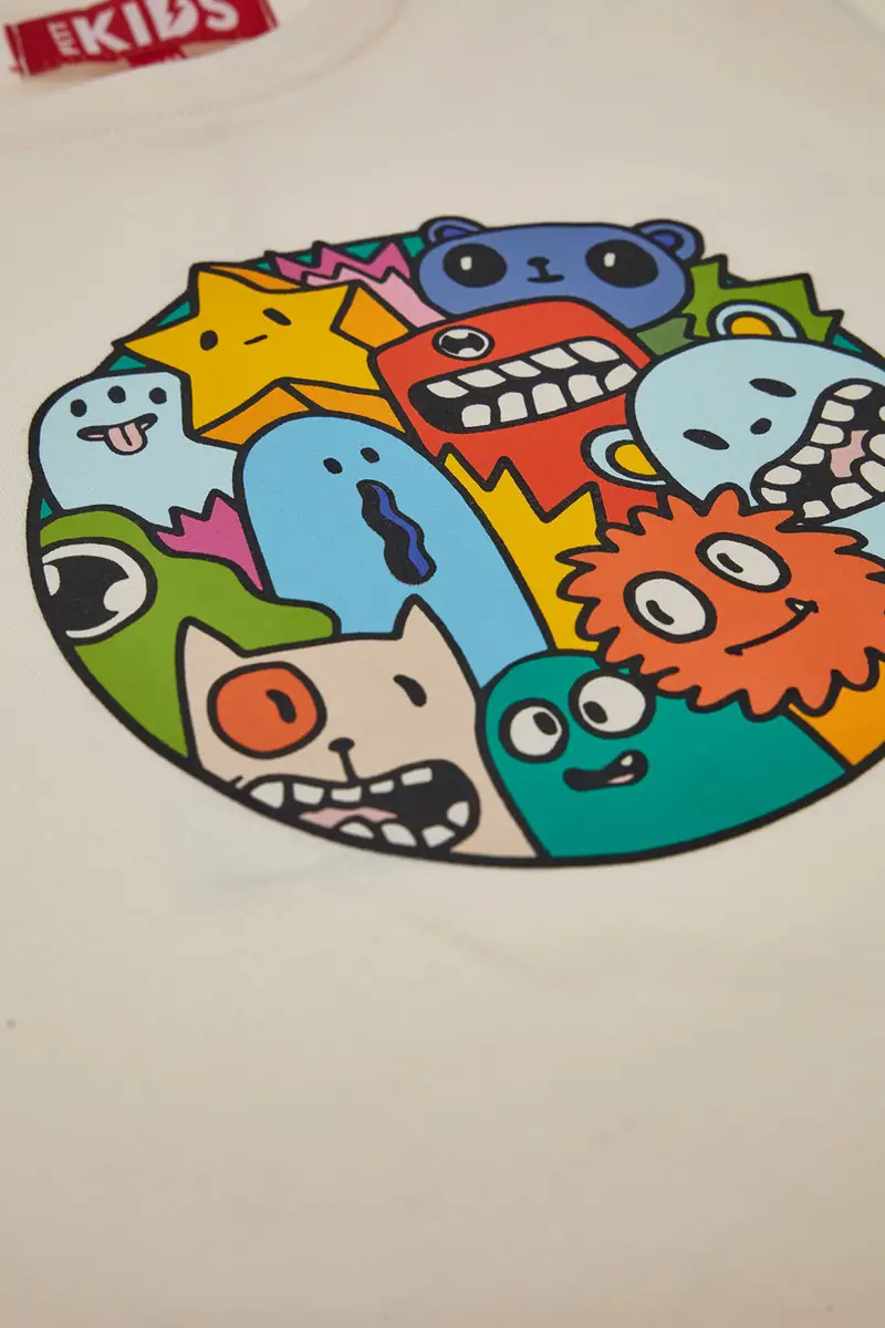 Maglia Bianca a Maniche Lunghe con Stampa Colorata PITT KIDS 6010 miniatura 2