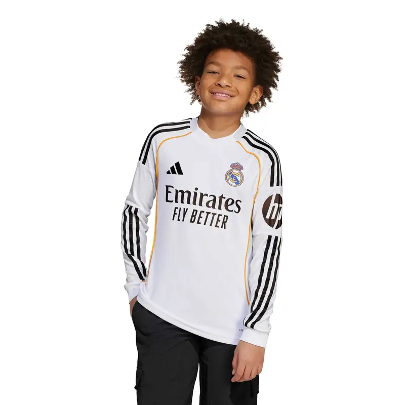 Maglia casalinga a maniche lunghe per bambini Real Madrid 2025/26