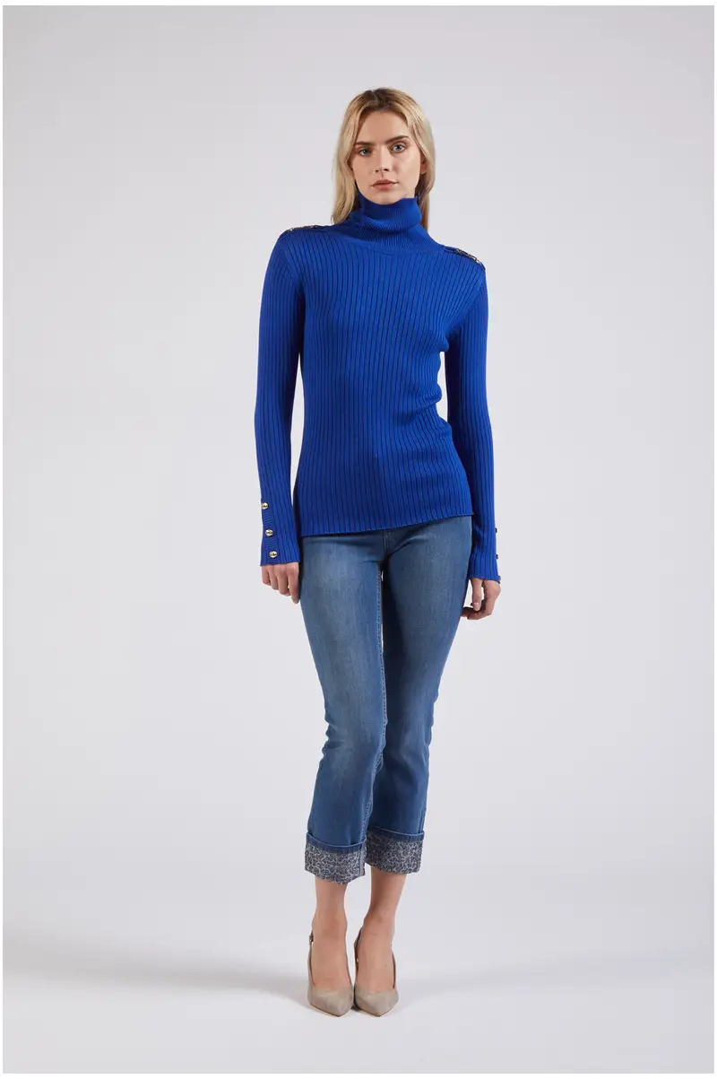 maglia collo alto a coste royal xs