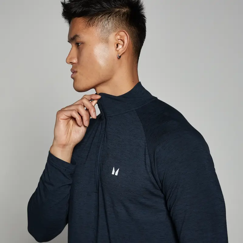 Maglia con cerniera 1/4 MP Performance da uomo - Blu navy mélange - S miniatura 3