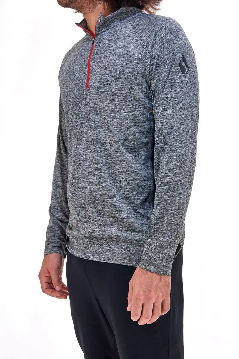 Maglia con Mezza Zip Grigio Melange Skechers Godri Charger Surge