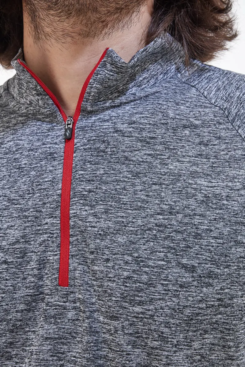 Maglia con Mezza Zip Grigio Melange Skechers Godri Charger Surge miniatura 2