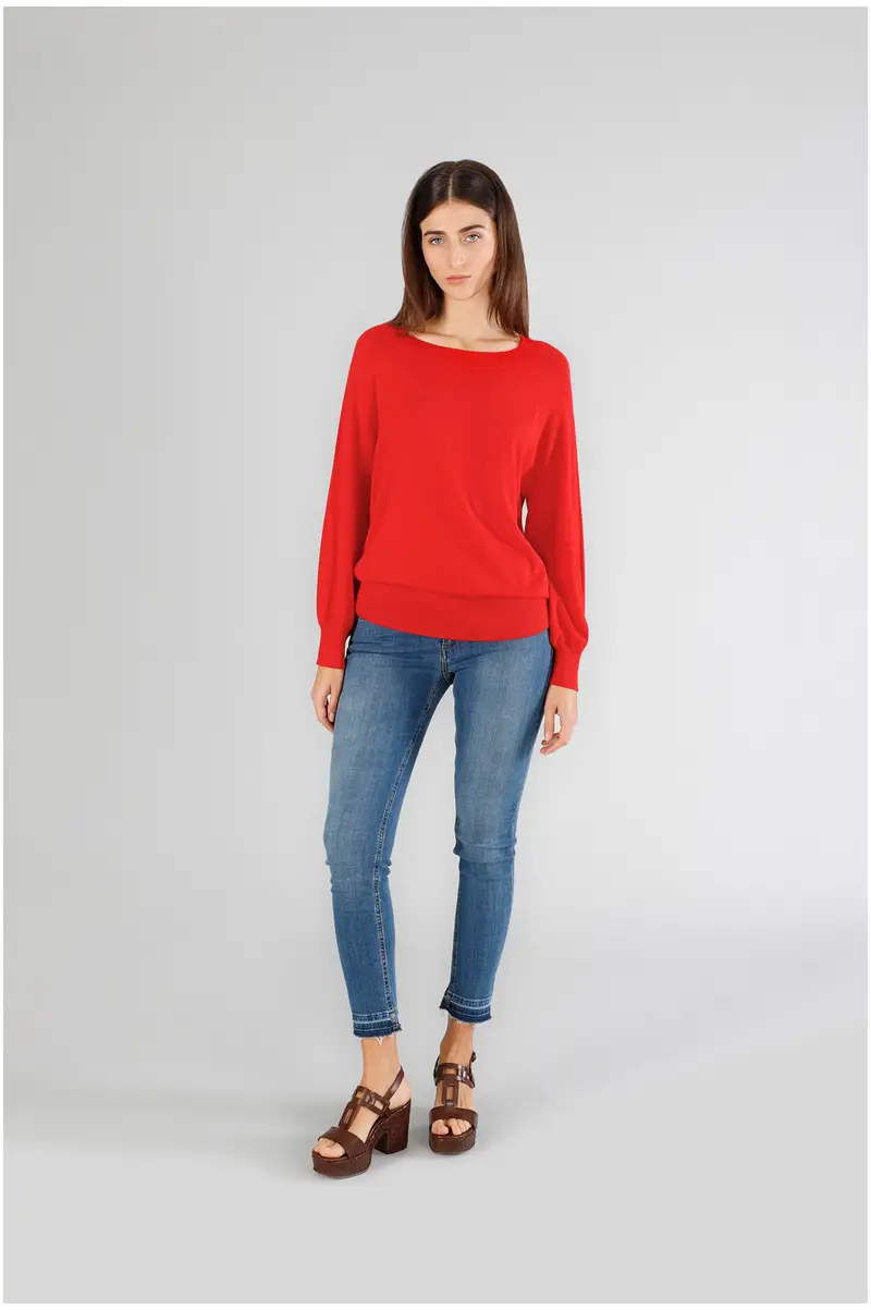 maglia con scollo a barca rosso xl