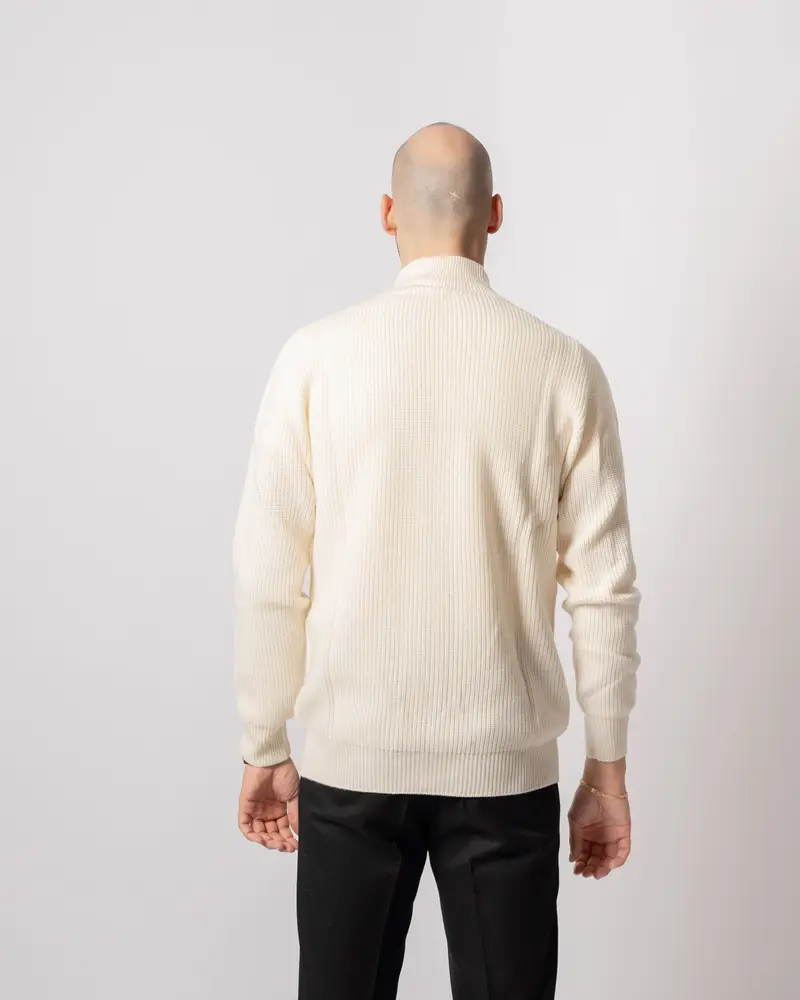 Maglia coste Full zip Panna miniatura 2