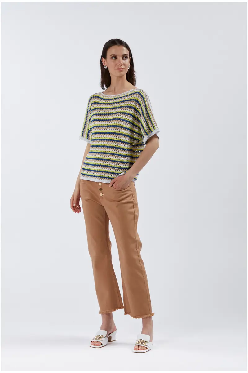 maglia crochet a maniche corte multiroyal m