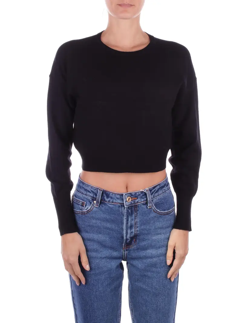 Maglia Donna ONLY Black Onlibi ls cropped pullover cc