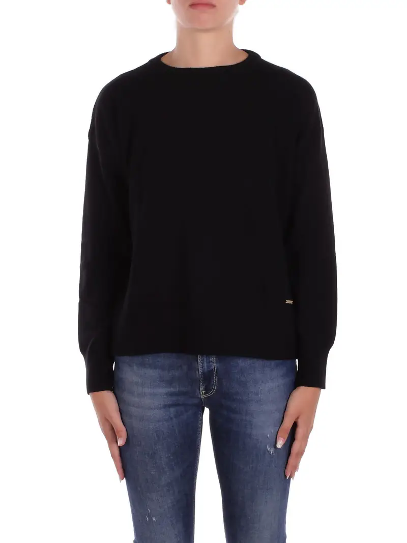 Maglia Donna WOOLRICH Black Comfort wool cash crewneck