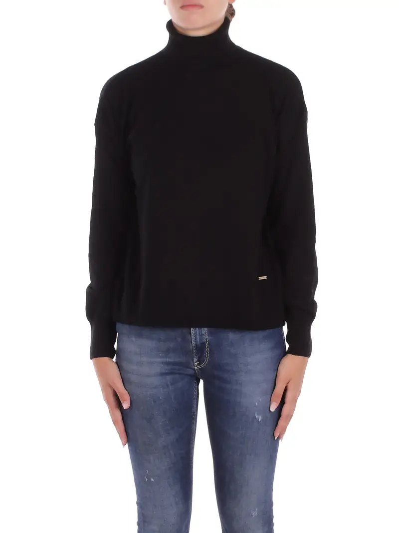 Maglia Donna WOOLRICH Black Comfort wool cash turtleneck
