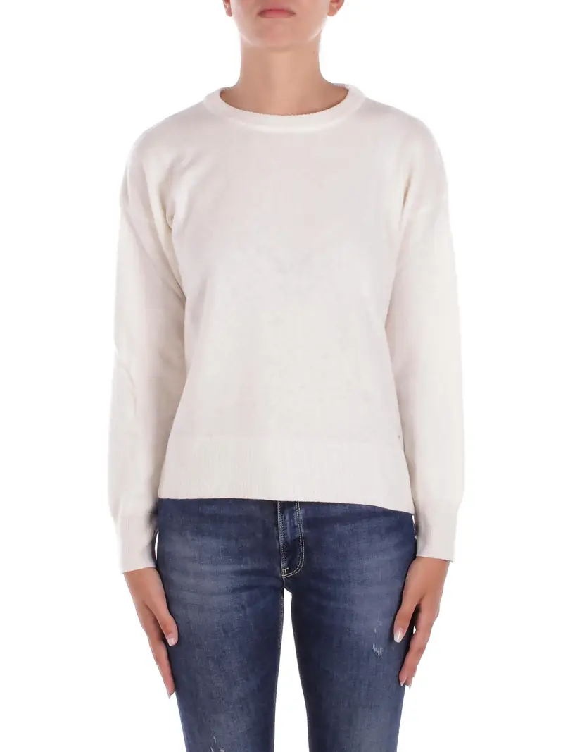 Maglia Donna WOOLRICH Crema Comfort wool cash crewneck