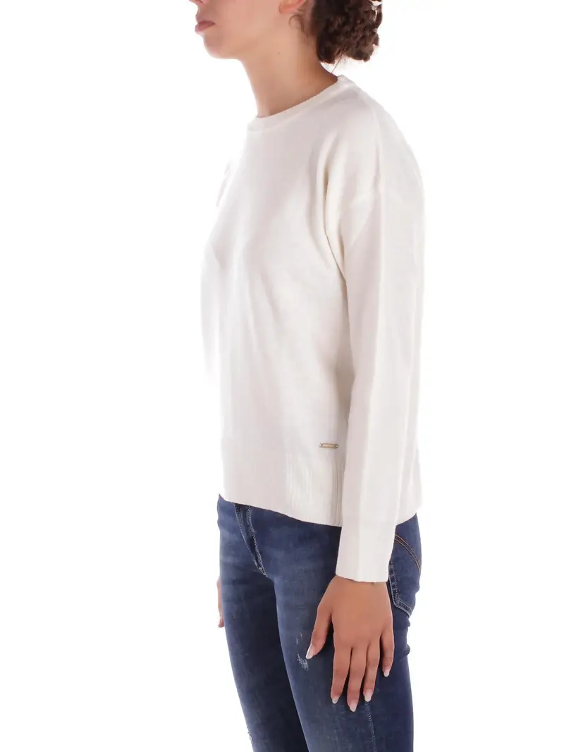 Maglia Donna WOOLRICH Crema Comfort wool cash crewneck miniatura 2