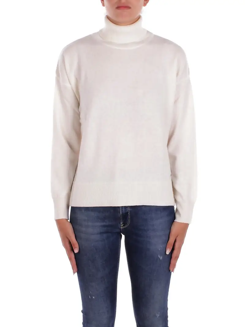 Maglia Donna WOOLRICH Crema Comfort wool cash turtleneck