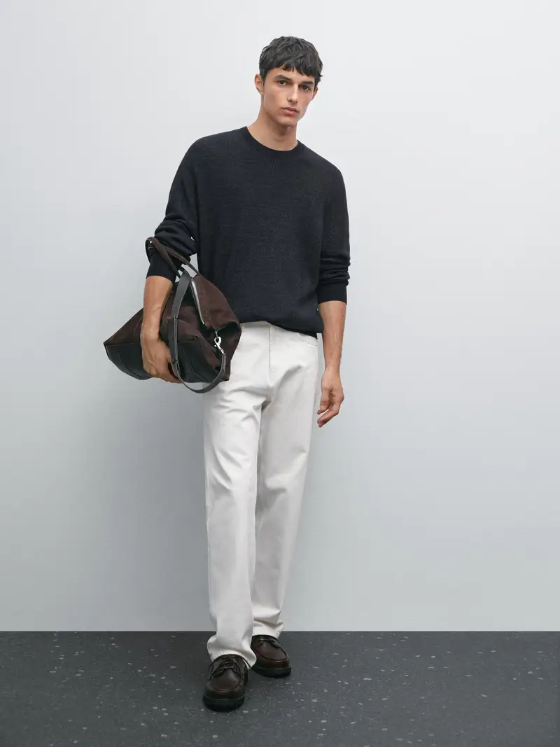 Maglia Effetto Denim - Blu Marino - S - Massimo Dutti - Maschile